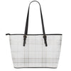 White And Grey Plaid Pattern Print Leather Tote Bag