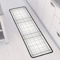 White And Grey Plaid Pattern Print Long Kitchen Mat