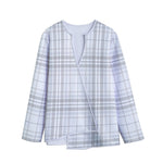 White And Grey Plaid Pattern Print Long Sleeve Short Coat