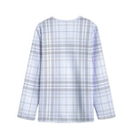 White And Grey Plaid Pattern Print Long Sleeve Short Coat