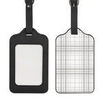 White And Grey Plaid Pattern Print Luggage Tag
