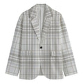 White And Grey Plaid Pattern Print Men's Blazer