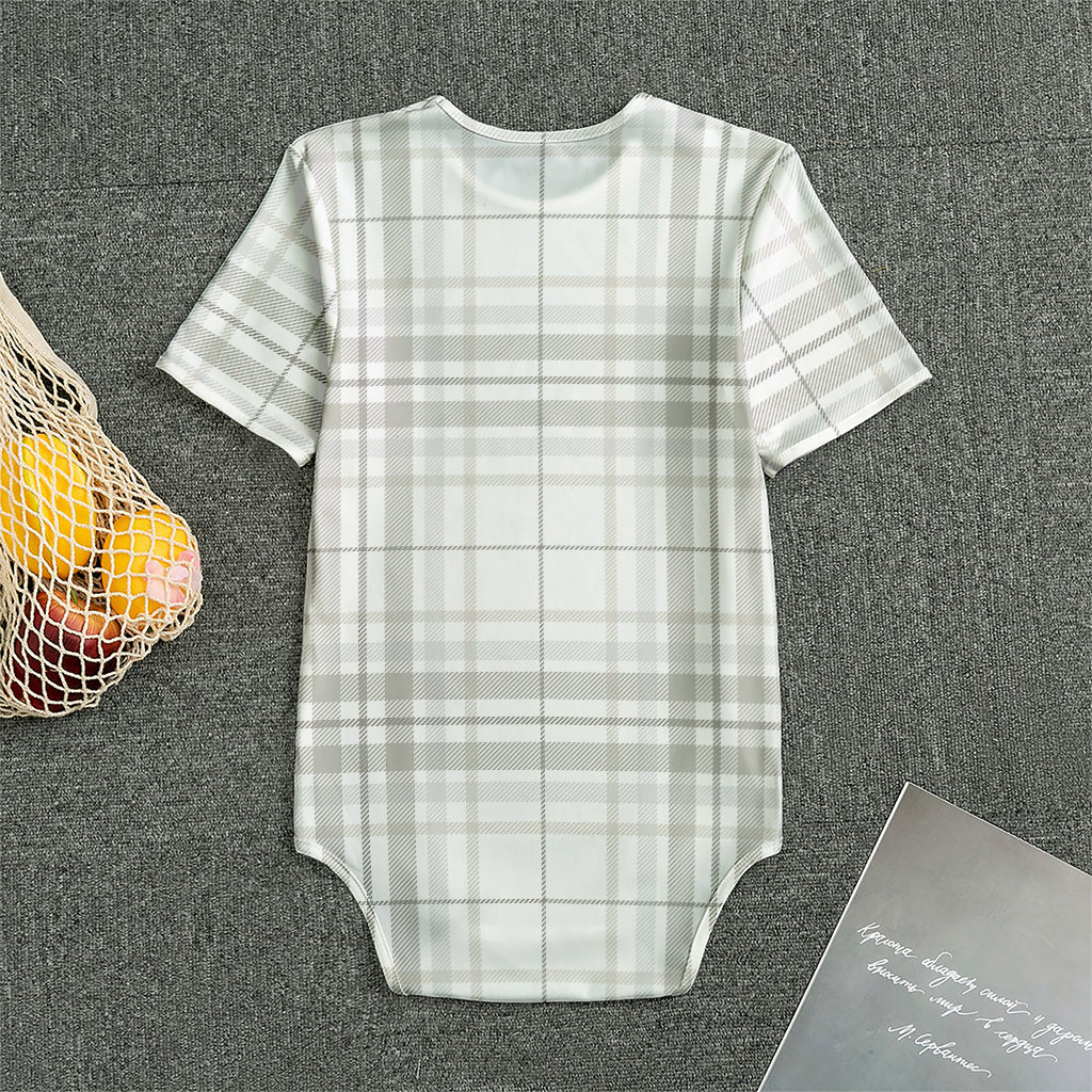 White And Grey Plaid Pattern Print Men's Bodysuit