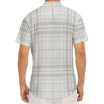 White And Grey Plaid Pattern Print Men's Deep V-Neck Shirt