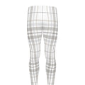 White And Grey Plaid Pattern Print Men's Leggings