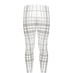 White And Grey Plaid Pattern Print Men's leggings