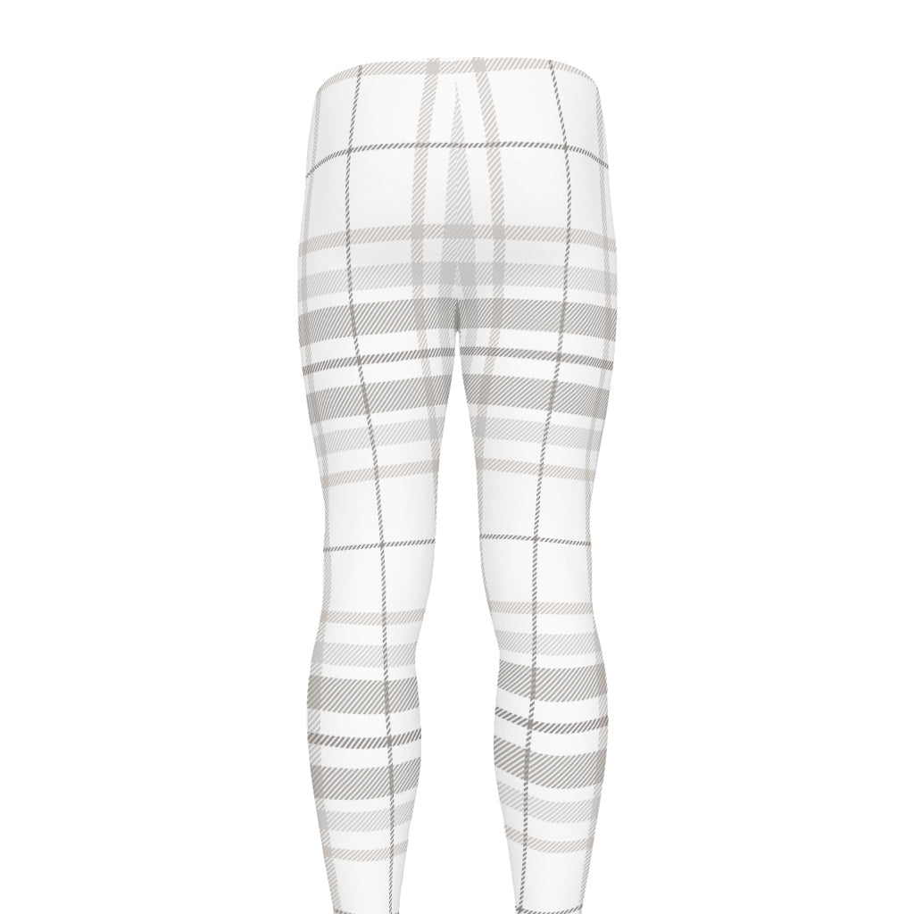 White And Grey Plaid Pattern Print Men's leggings