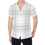 White And Grey Plaid Pattern Print Men's Shirt