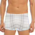 White And Grey Plaid Pattern Print Men's Short Boxer Briefs