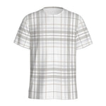 White And Grey Plaid Pattern Print Men's Sports T-Shirt
