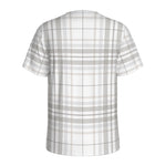White And Grey Plaid Pattern Print Men's Sports T-Shirt