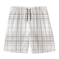 White And Grey Plaid Pattern Print Men's Swim Trunks