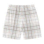 White And Grey Plaid Pattern Print Men's Swim Trunks