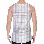 White And Grey Plaid Pattern Print Men's Velvet Tank Top