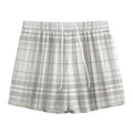 White And Grey Plaid Pattern Print Mesh Shorts