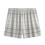White And Grey Plaid Pattern Print Mesh Shorts