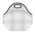 White And Grey Plaid Pattern Print Neoprene Lunch Bag