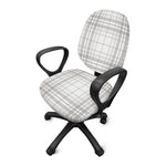 White And Grey Plaid Pattern Print Office Chair Cover
