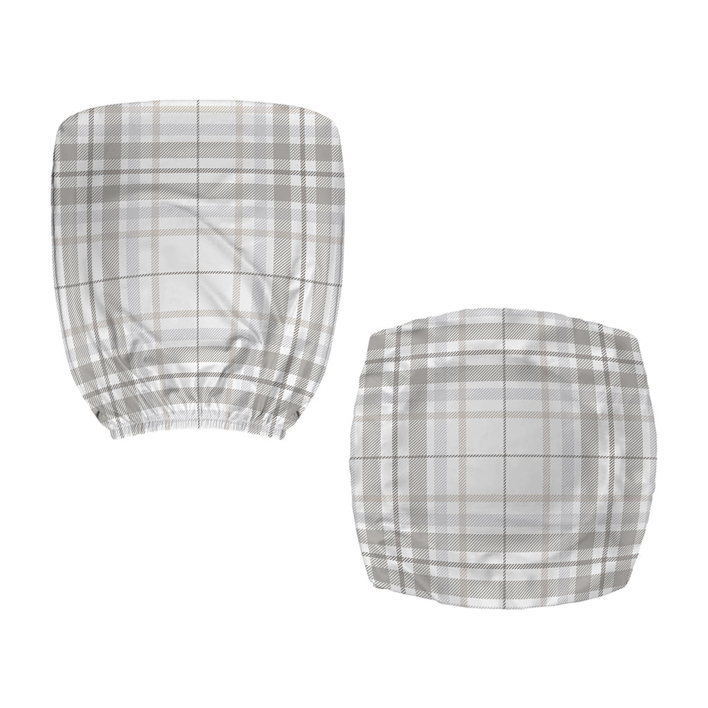White And Grey Plaid Pattern Print Office Chair Cover