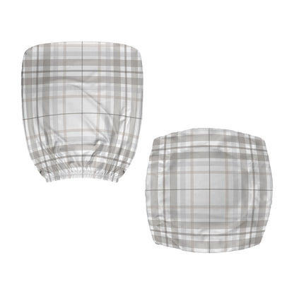 White And Grey Plaid Pattern Print Office Chair Cover