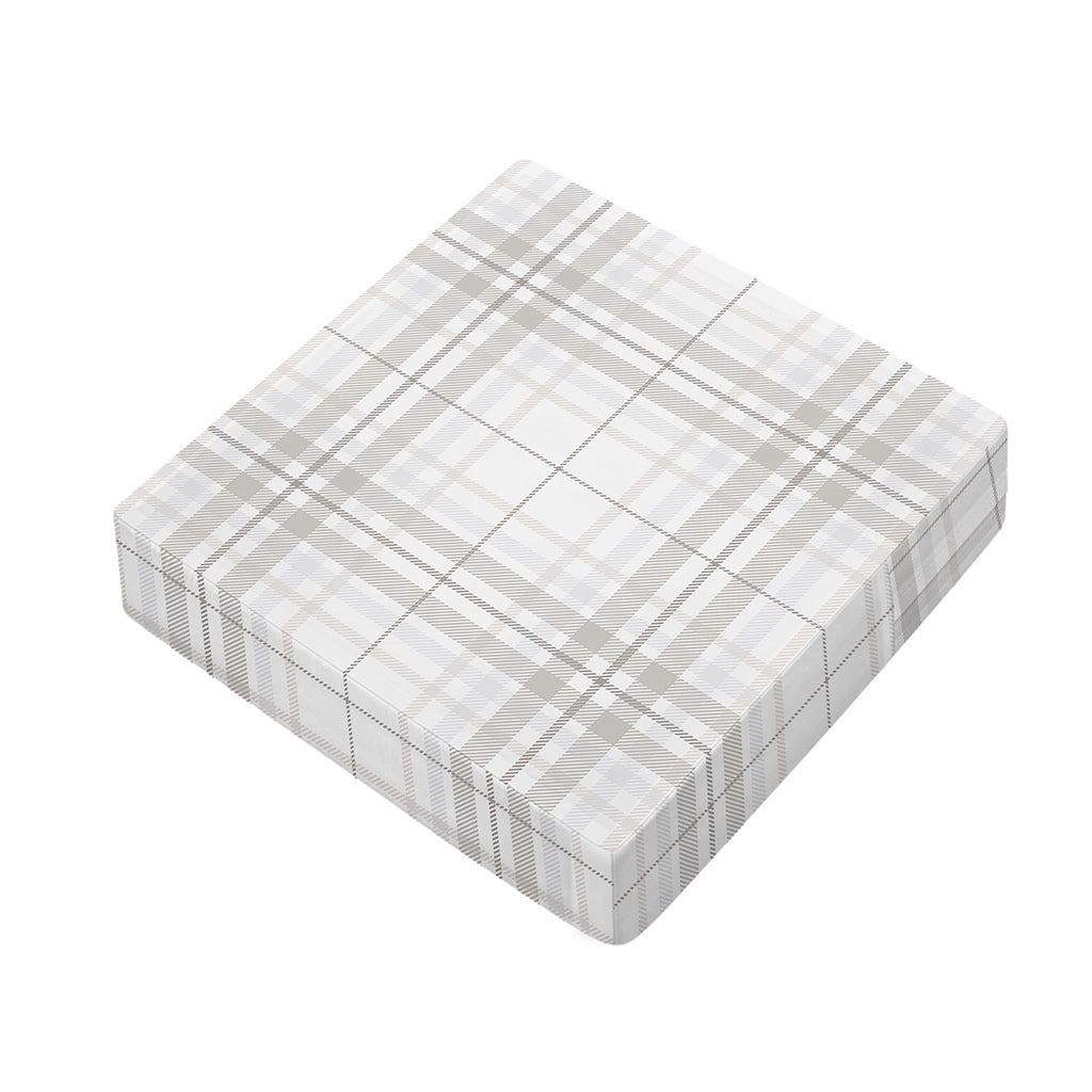 White And Grey Plaid Pattern Print Outdoor Seat Cushion Cover
