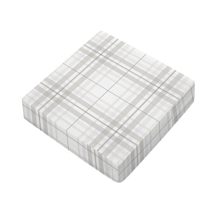 White And Grey Plaid Pattern Print Outdoor Seat Cushion Cover