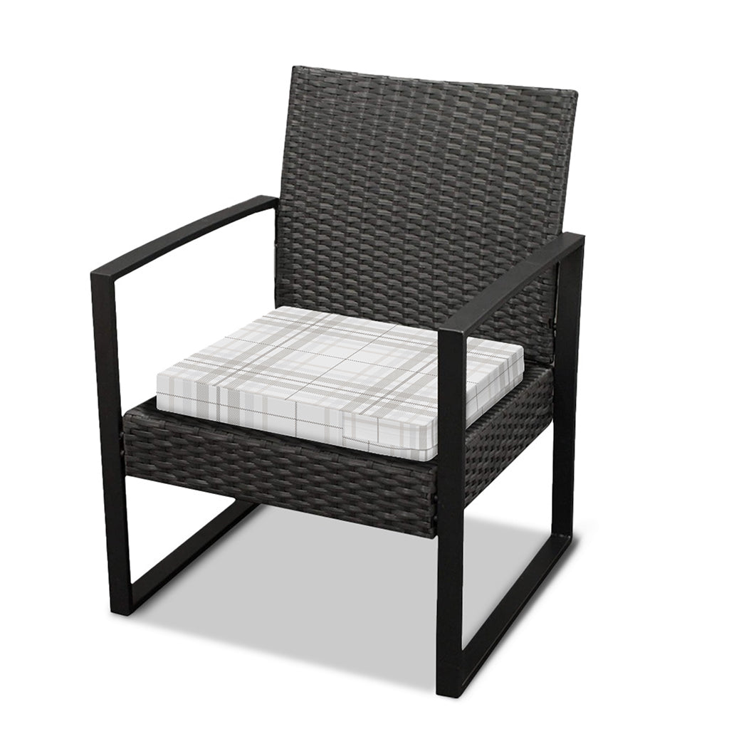 White And Grey Plaid Pattern Print Outdoor Seat Cushion Cover