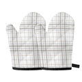 White And Grey Plaid Pattern Print Oven Mitts