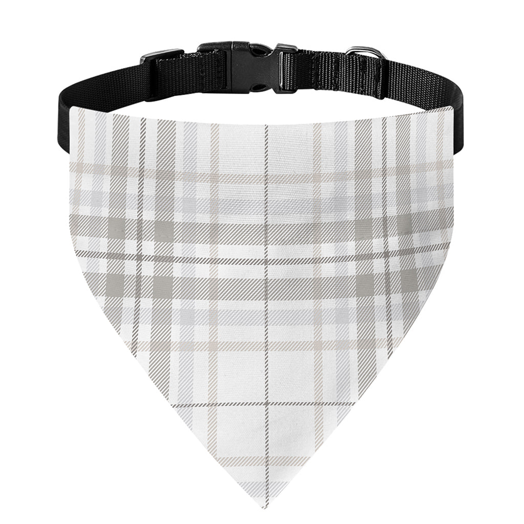 White And Grey Plaid Pattern Print Over The Collar Dog Bandana