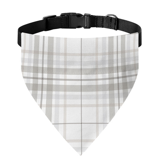 White And Grey Plaid Pattern Print Over The Collar Dog Bandana