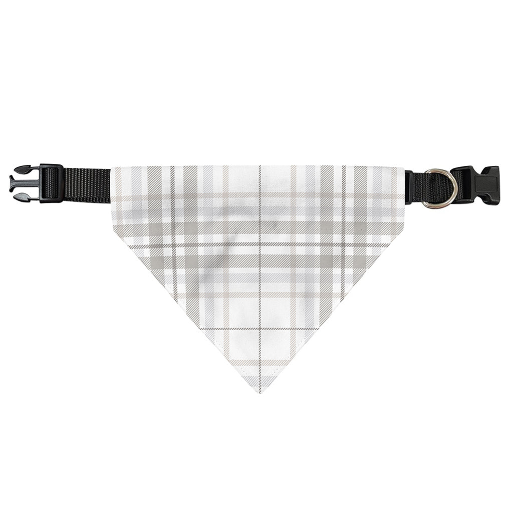 White And Grey Plaid Pattern Print Over The Collar Dog Bandana