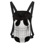 White And Grey Plaid Pattern Print Pet Carrier Backpack
