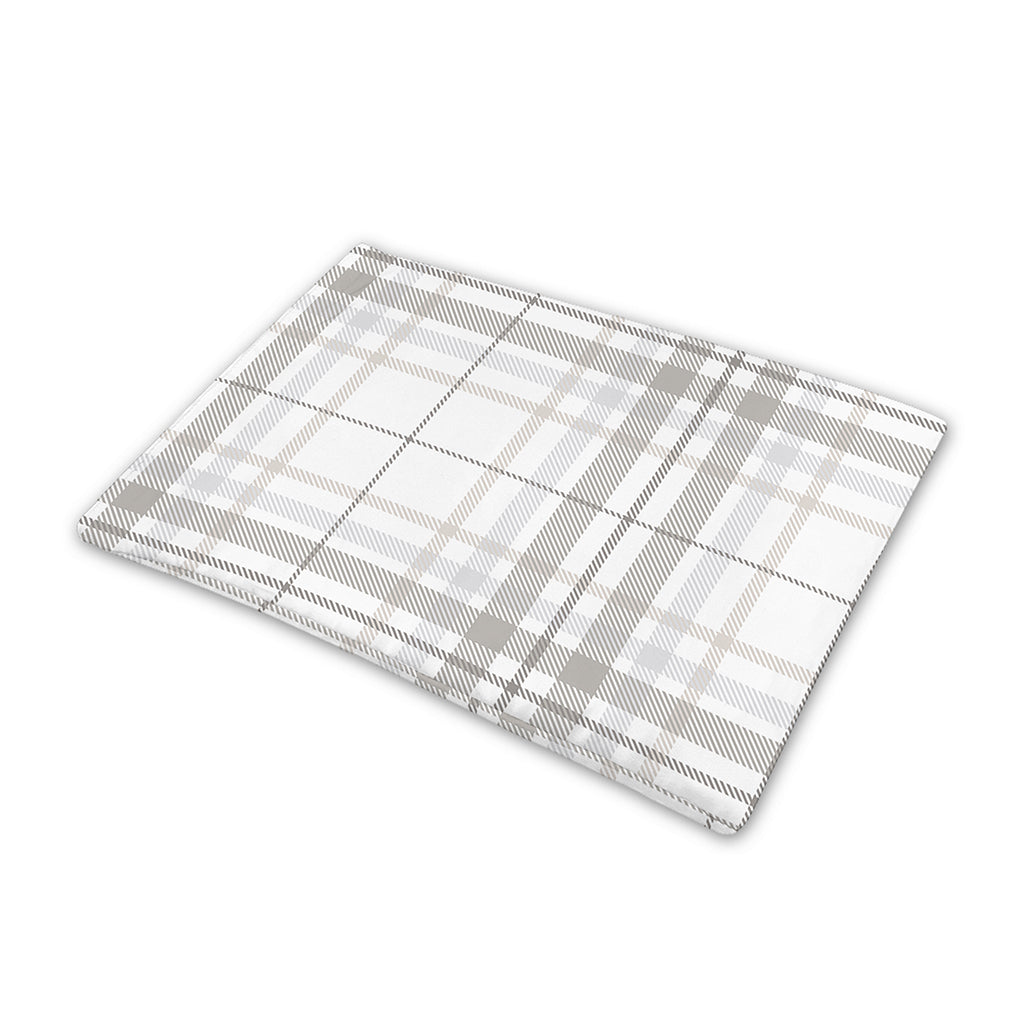 White And Grey Plaid Pattern Print Pet Cooling Mat Cover
