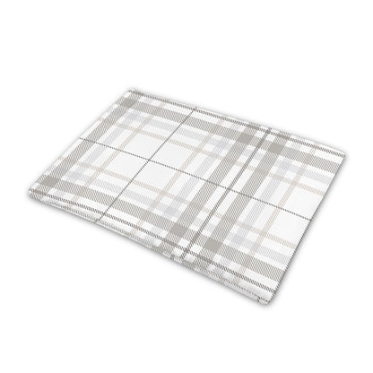 White And Grey Plaid Pattern Print Pet Cooling Mat Cover