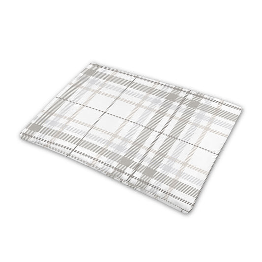 White And Grey Plaid Pattern Print Pet Cooling Mat Cover