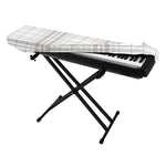 White And Grey Plaid Pattern Print Piano Keyboard Cover
