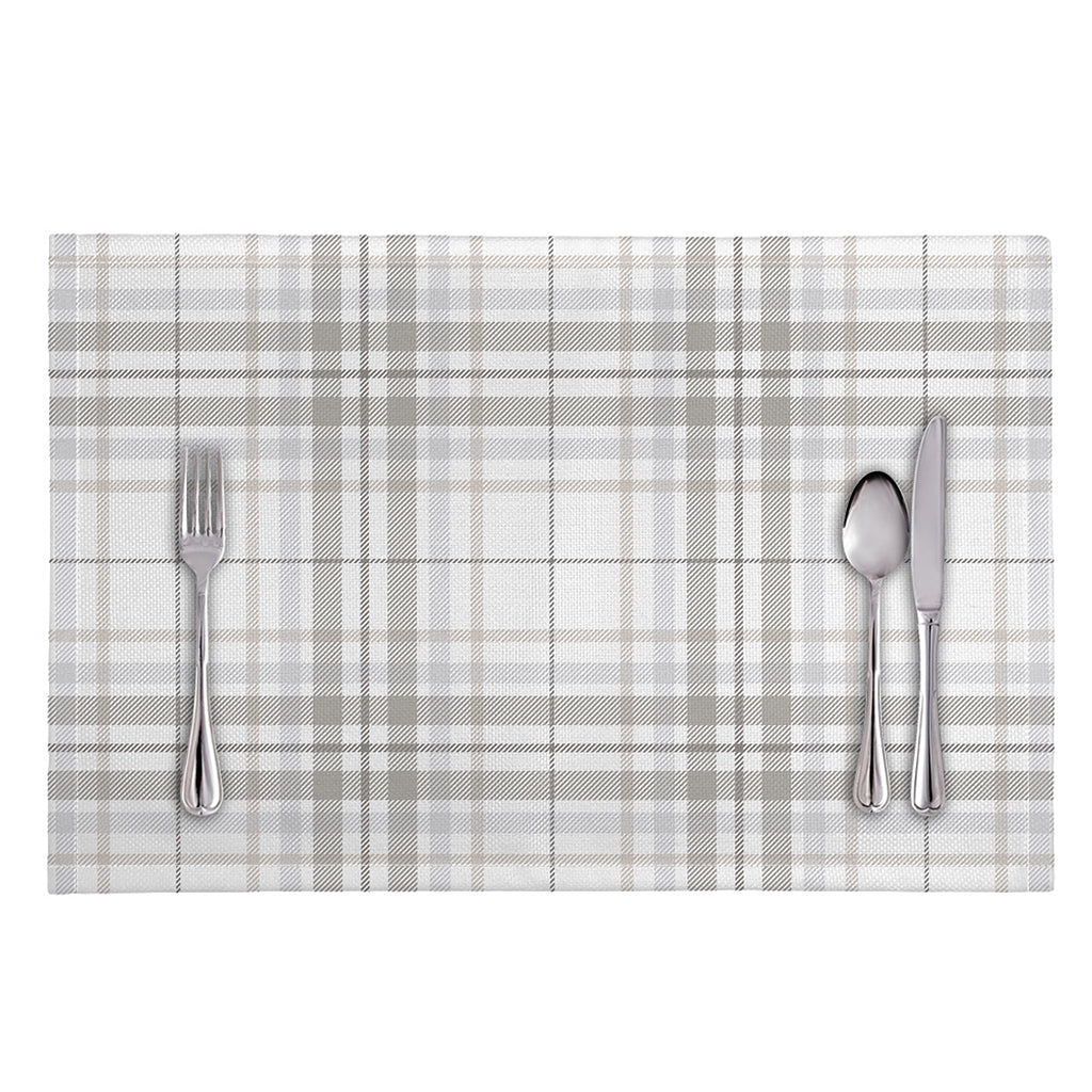 White And Grey Plaid Pattern Print Placemat