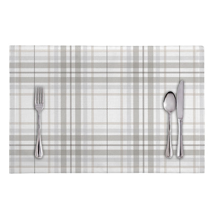 White And Grey Plaid Pattern Print Placemat