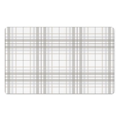 White And Grey Plaid Pattern Print Polyester Doormat