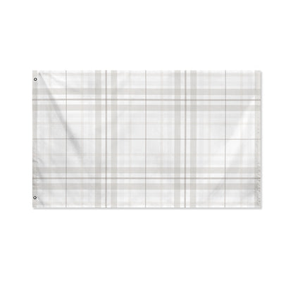 White And Grey Plaid Pattern Print Polyester Flag