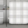 White And Grey Plaid Pattern Print Polyester Shower Curtain