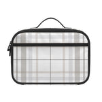 White And Grey Plaid Pattern Print Portable Lunch Bag