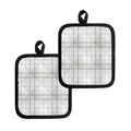 White And Grey Plaid Pattern Print Pot Holders
