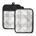 White And Grey Plaid Pattern Print Pot Holders With Pocket
