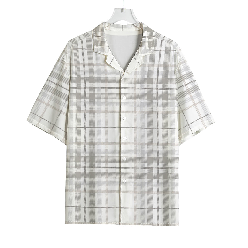 White And Grey Plaid Pattern Print Rayon Hawaiian Shirt