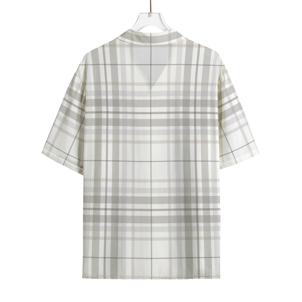 White And Grey Plaid Pattern Print Rayon Hawaiian Shirt