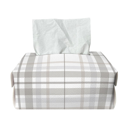 White And Grey Plaid Pattern Print Rectangle Tissue Box Cover
