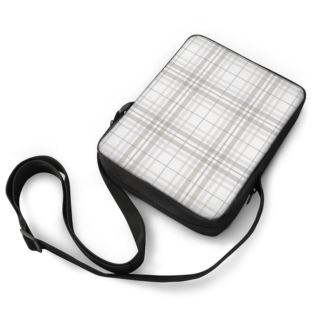 White And Grey Plaid Pattern Print Rectangular Crossbody Bag