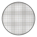 White And Grey Plaid Pattern Print Round Floor Mat