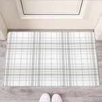 White And Grey Plaid Pattern Print Rubber Doormat